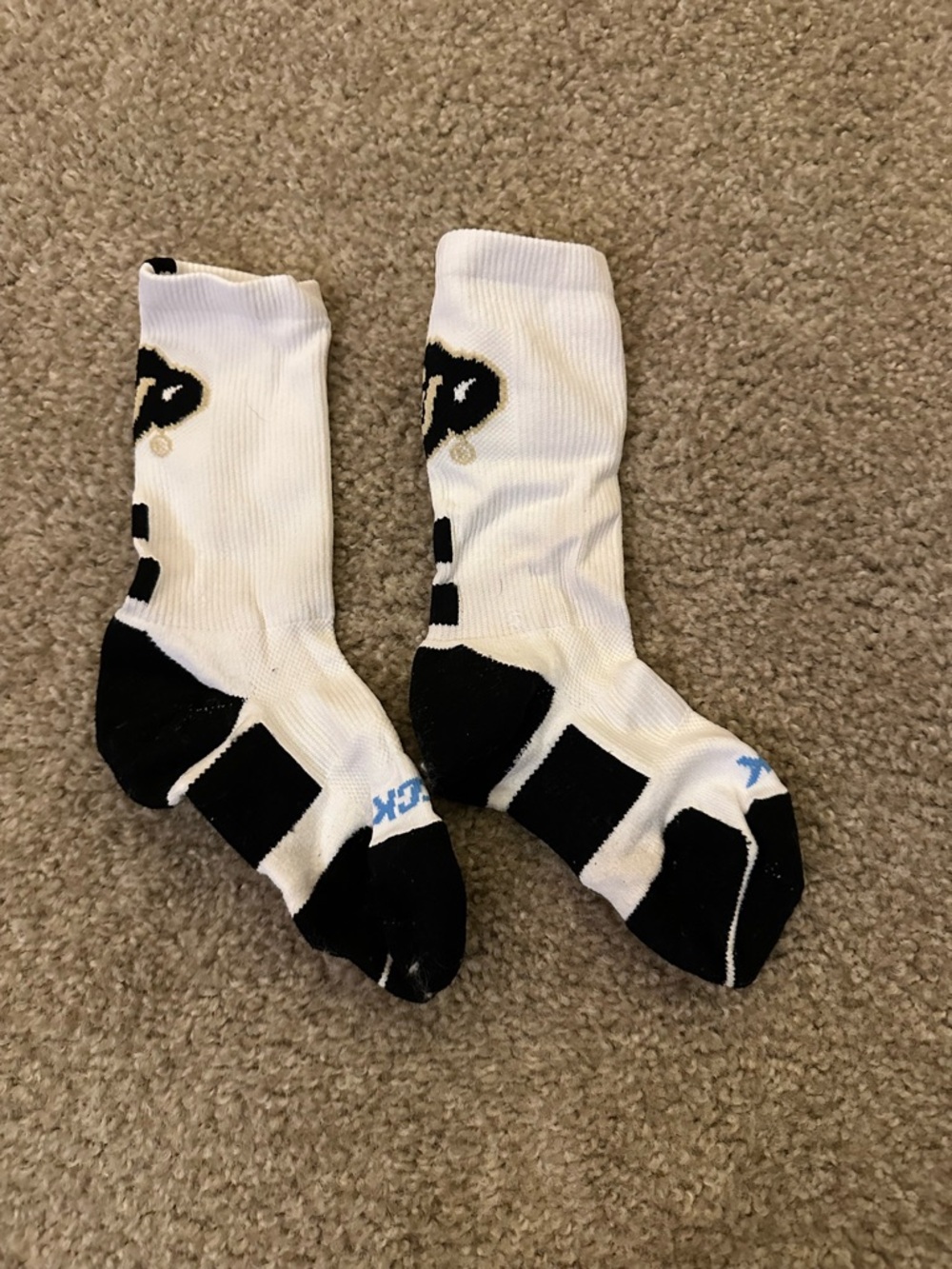 University of Colorado BoulderMen's White Athletic Crew Socks with Black Accents